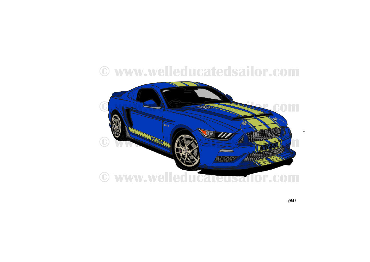 2017 Ford Mustang GT Coupe Electric Blue/Lime Stripe