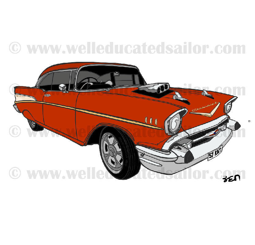57 Chevrolet Bel Air Coupe with Blower Red