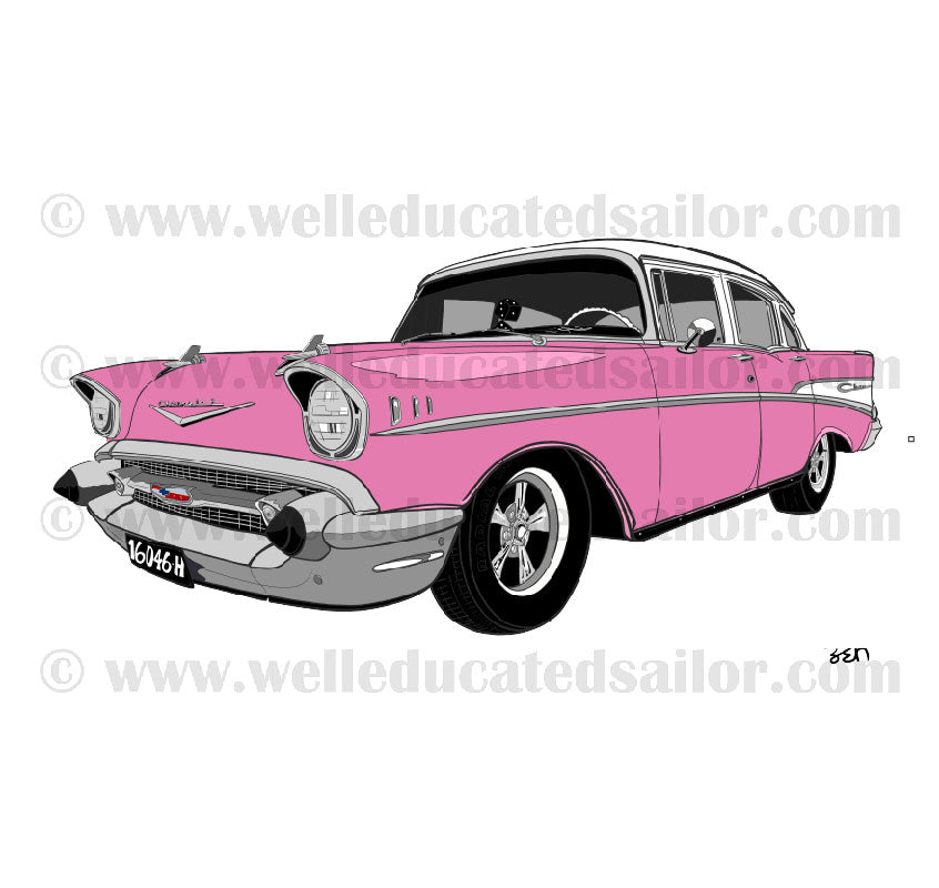 57 Chevrolet Sedan Pink