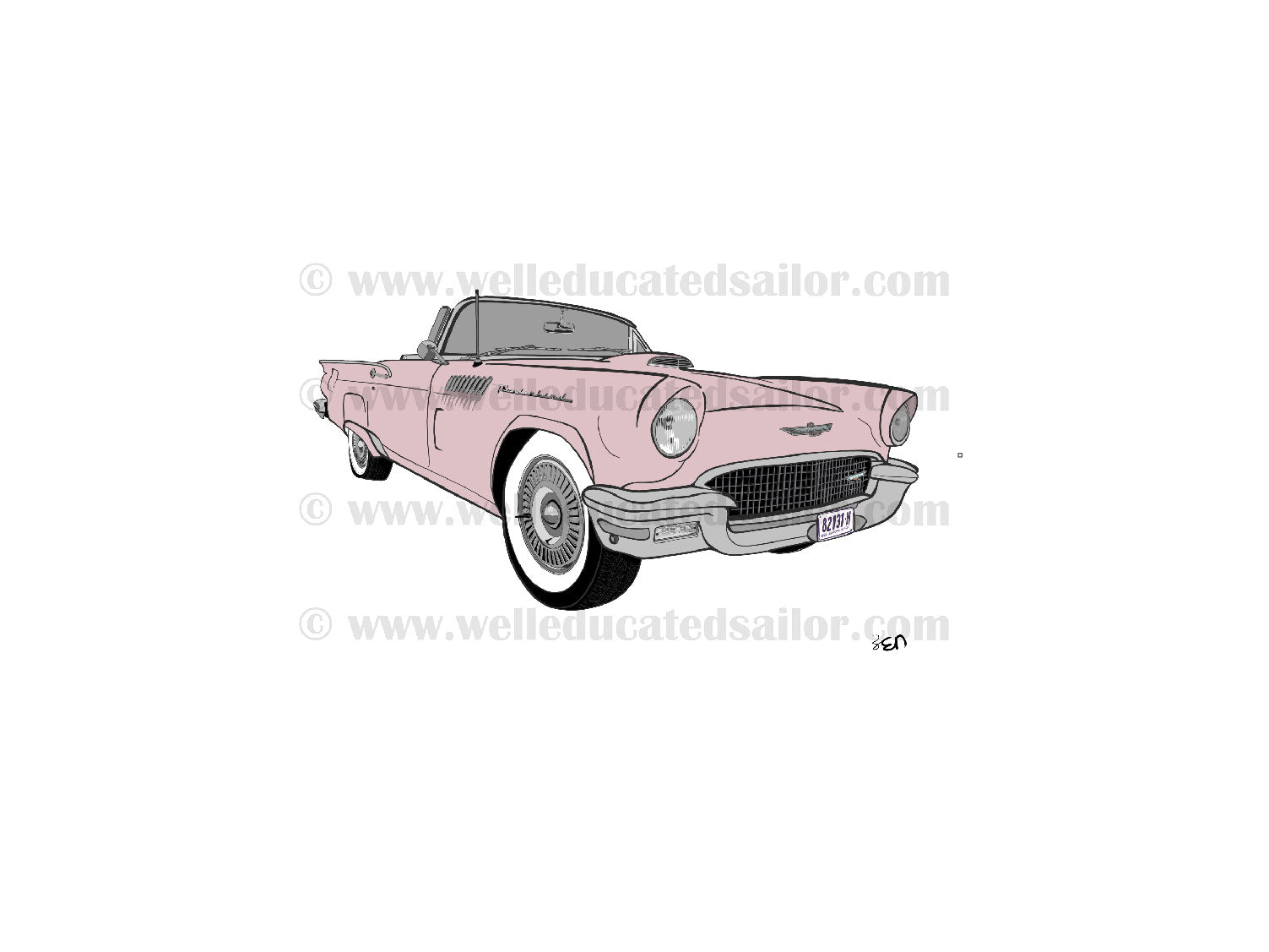 57 Ford Thunderbird Convertible Coupe Dusk Rose