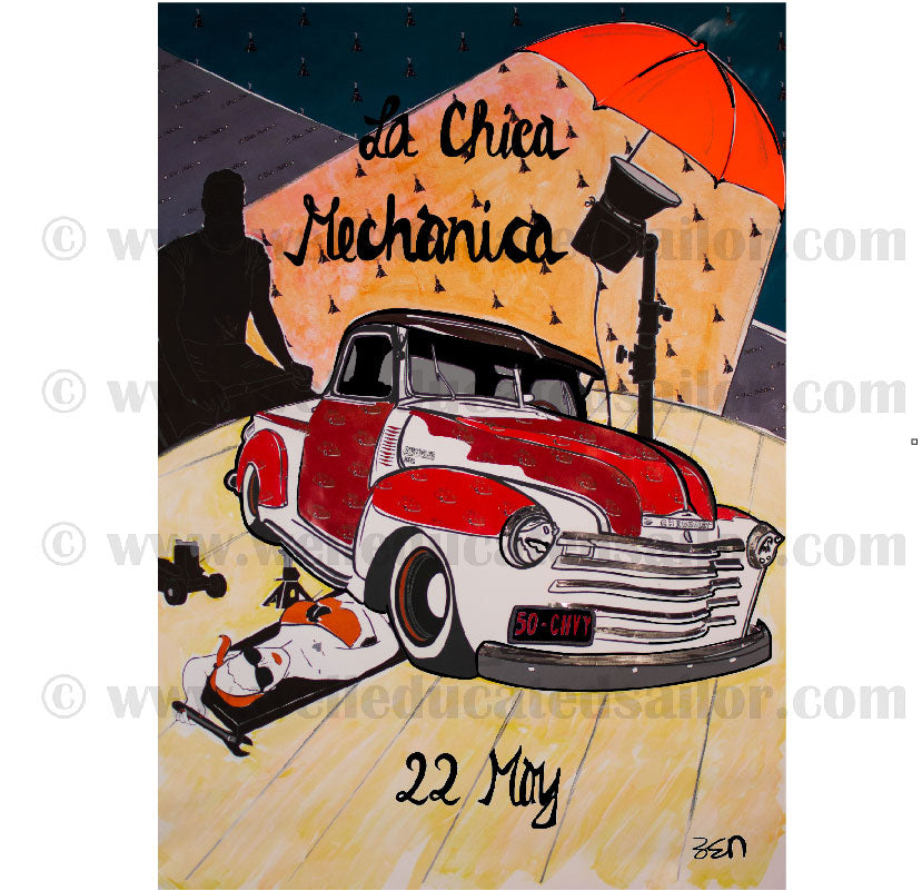 La Chica Mechanica Series - Red Chevy Truck