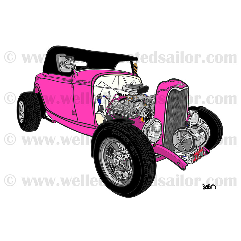 32 Ford Roadster Hotrod Hot Pink