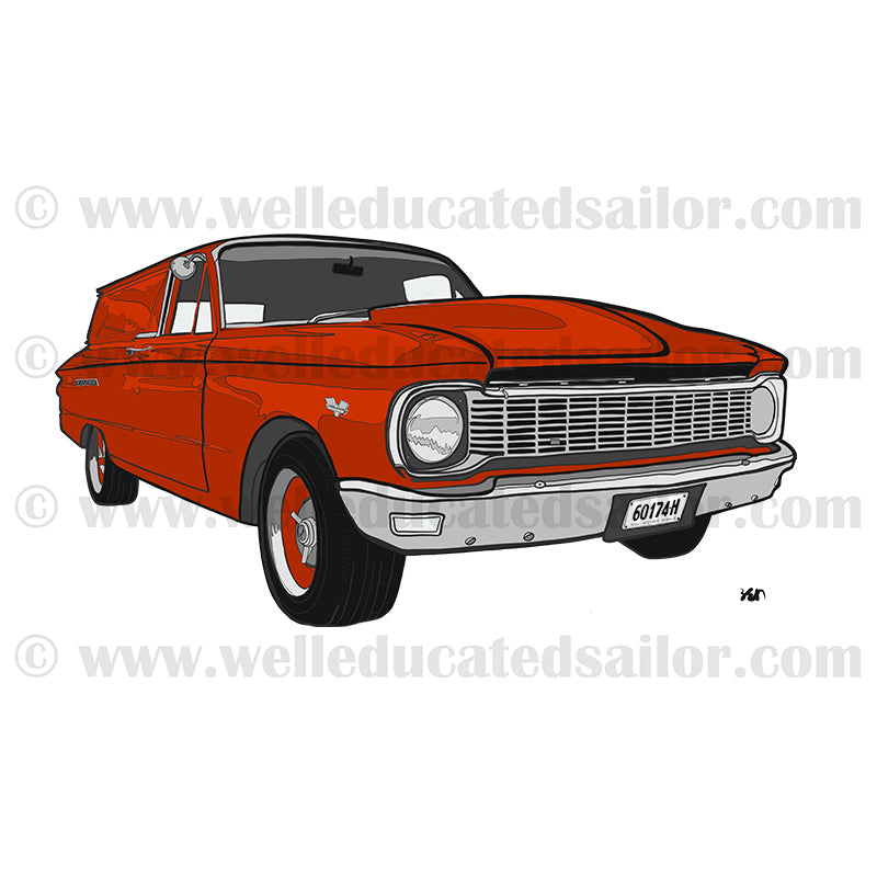 65 Ford XP Falcon Panelvan Red