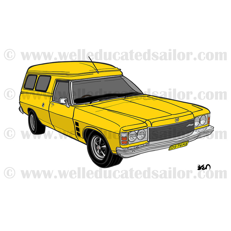76 Holden HX Panelvan Yellow