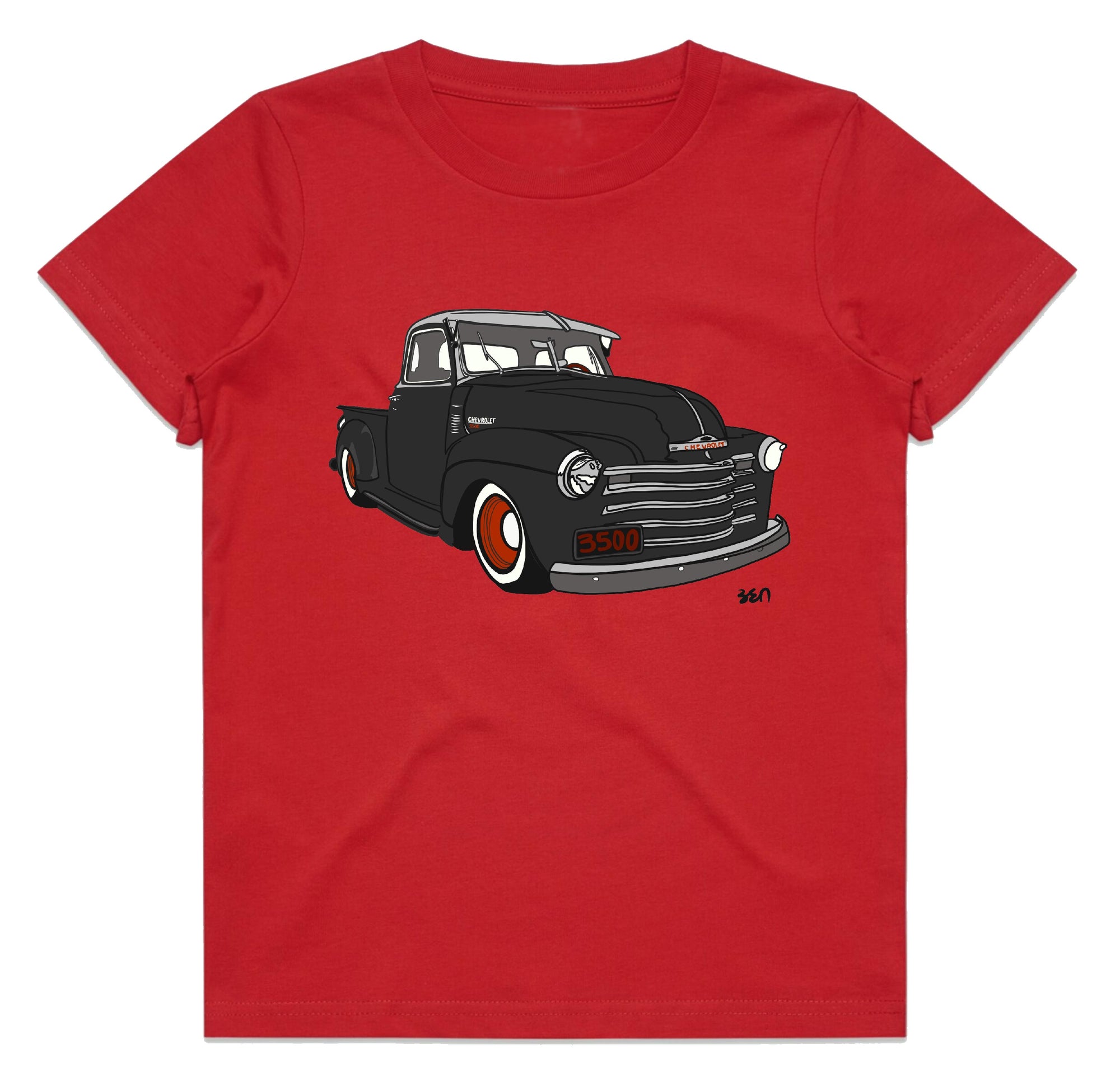 'RED CHEVY TRUCK' 50 CHEVROLET 'CHEVY' 3500 PICKUP TRUCK KIDS TEE