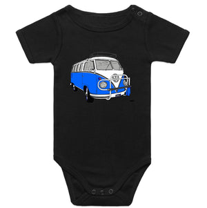 'THE BLUE KOMBI' 59 VW SPLITSCREEN VAN BABY ONESIE