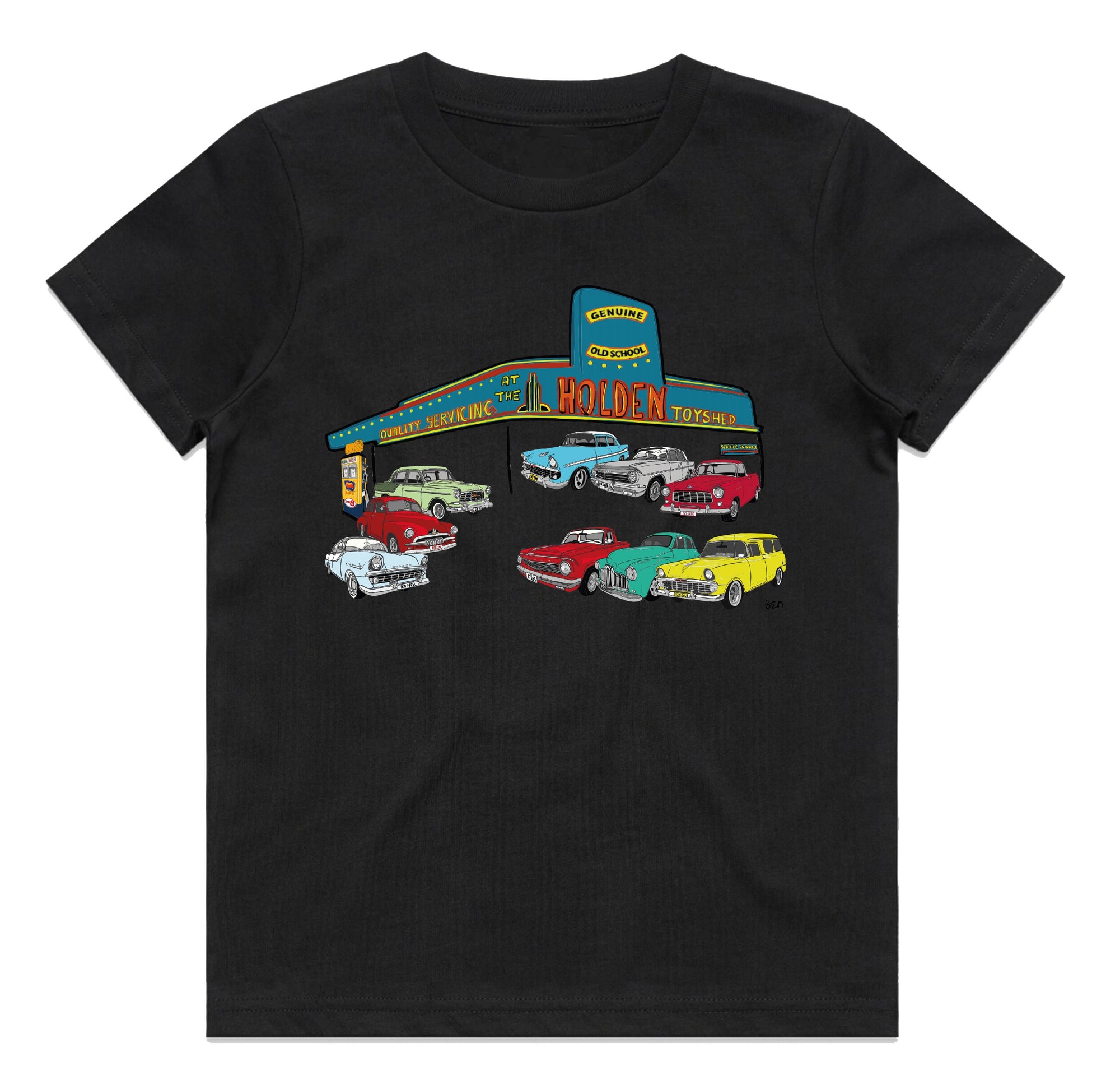 'THE HOLDEN TOYSHED' F SERIES & E SERIES HOLDEN GARAGE KIDS TEE